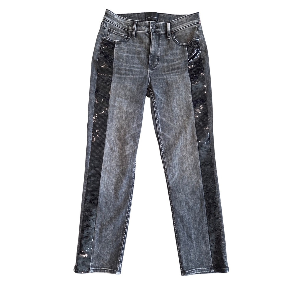 White House Black Market High-Rise Sequin Straight Jeans -Size 4 - NWOT - Picture 4 of 5